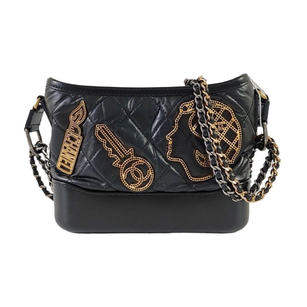 Chanel Gabrielle Hobo Embellished Quilted Aged Calfskin Small Black